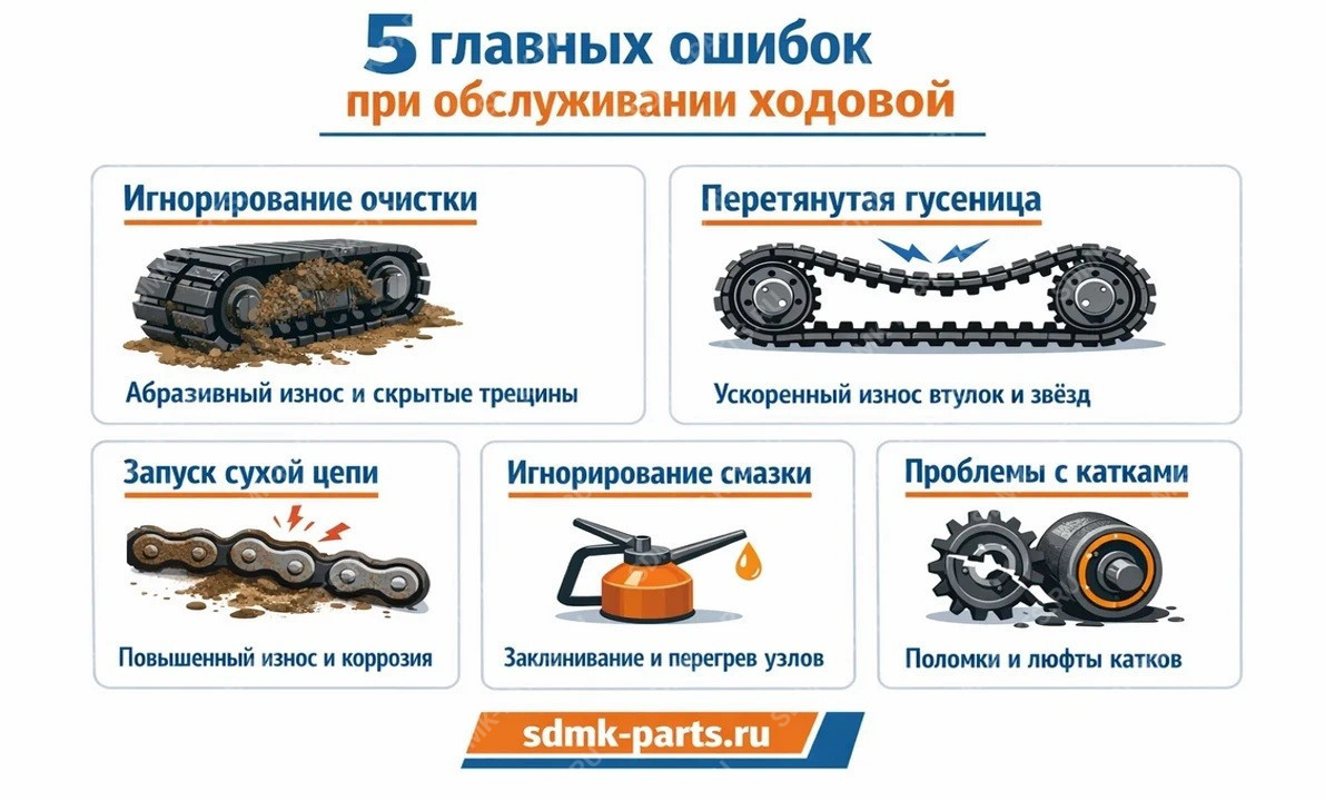 Карта неисправностей ходовой части экскаватора