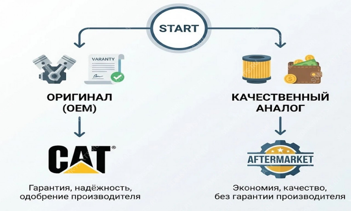 Инфографика: когда выбирать оригинальные запчасти для спецтехники, а когда аналоговые.