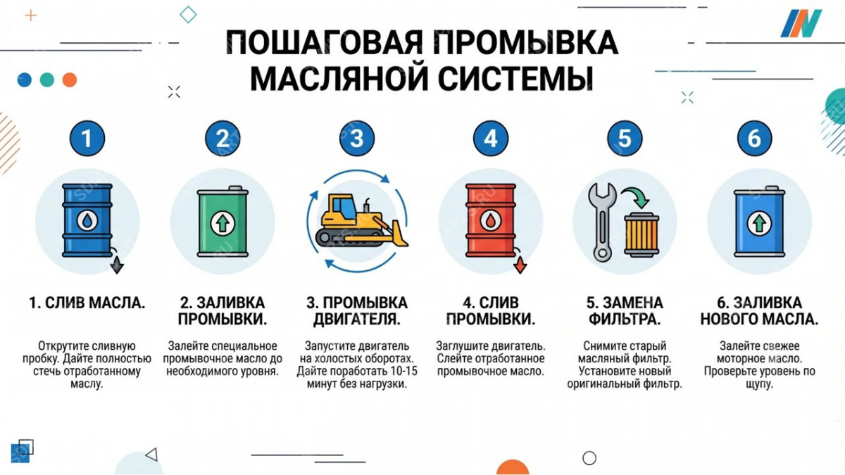 Инфографика по промывке гидравлической системы от воды.